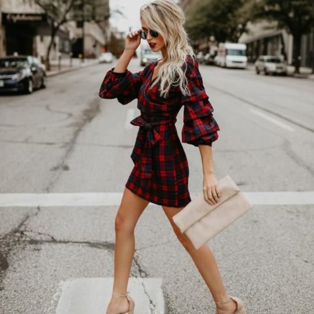 DO+BE Tartan Plaid Dress- Perfect Holidays Dress!